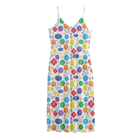 Seven Chakra Symbols Pattern Print Jersey Midi Cami Dress