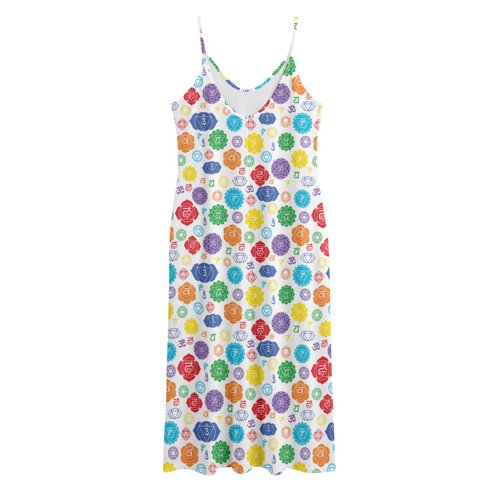 Seven Chakra Symbols Pattern Print Jersey Midi Cami Dress