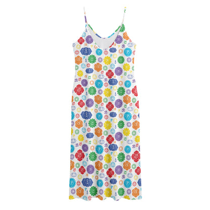 Seven Chakra Symbols Pattern Print Jersey Midi Cami Dress