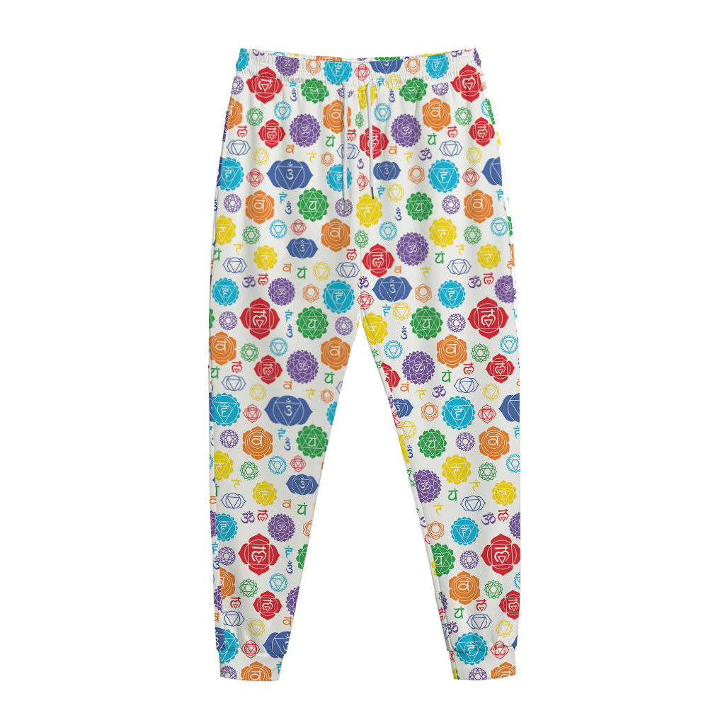 Seven Chakra Symbols Pattern Print Jogger Pants
