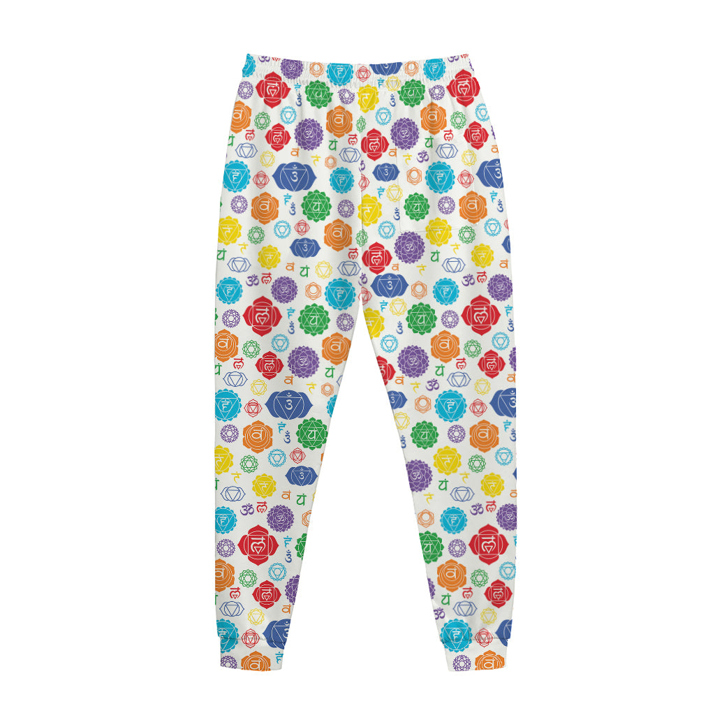 Seven Chakra Symbols Pattern Print Jogger Pants