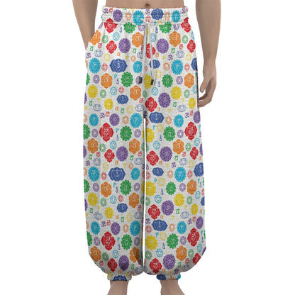Seven Chakra Symbols Pattern Print Lantern Pants