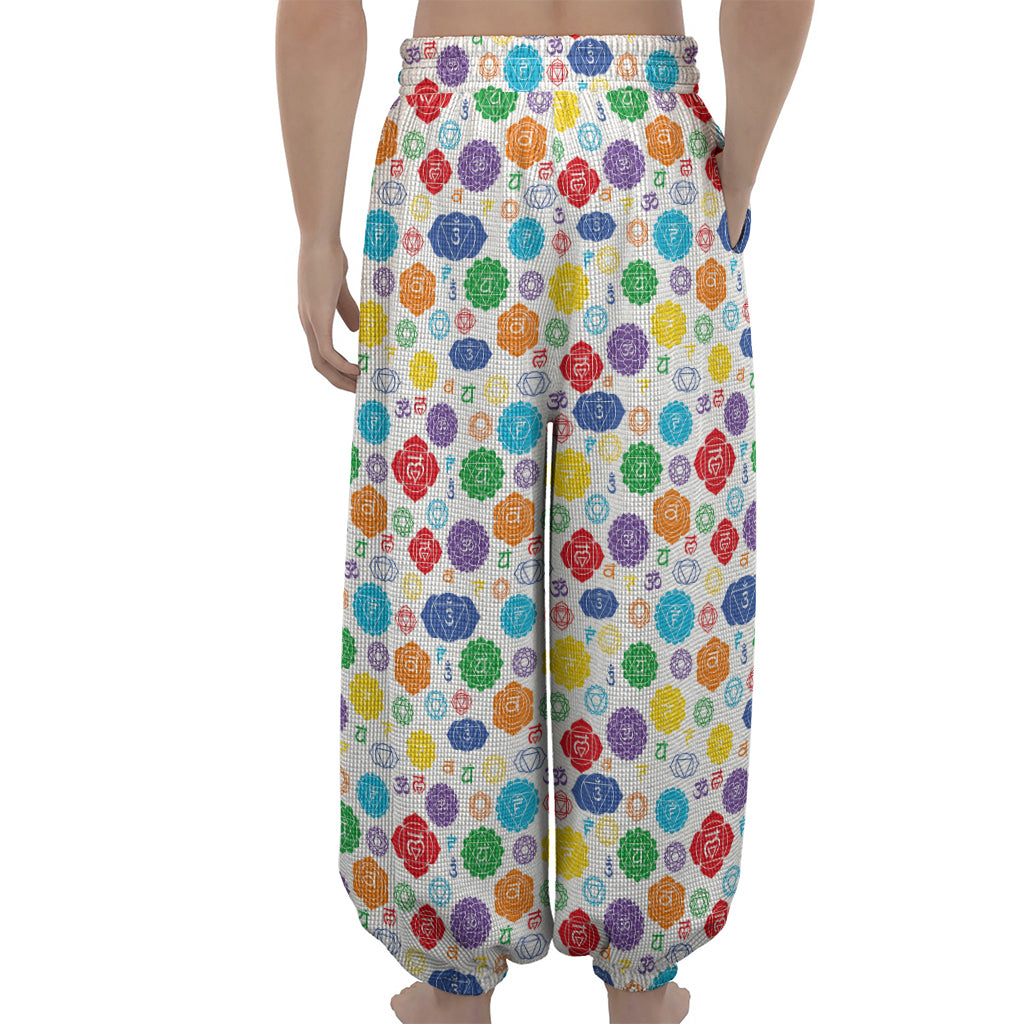 Seven Chakra Symbols Pattern Print Lantern Pants