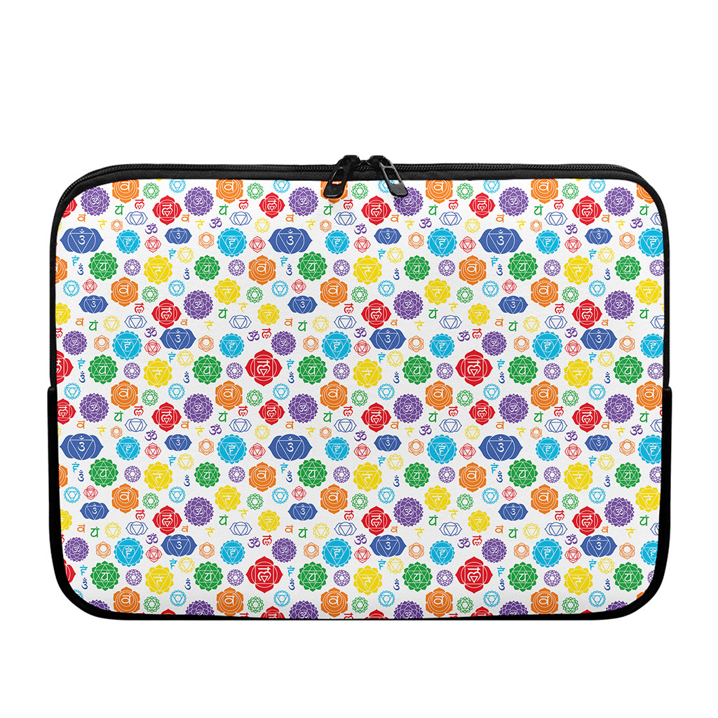 Seven Chakra Symbols Pattern Print Laptop Sleeve