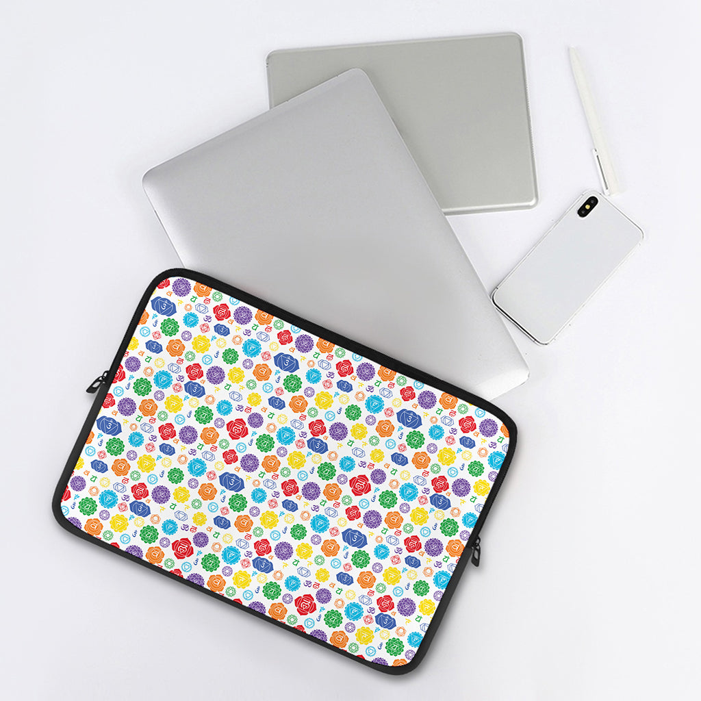 Seven Chakra Symbols Pattern Print Laptop Sleeve