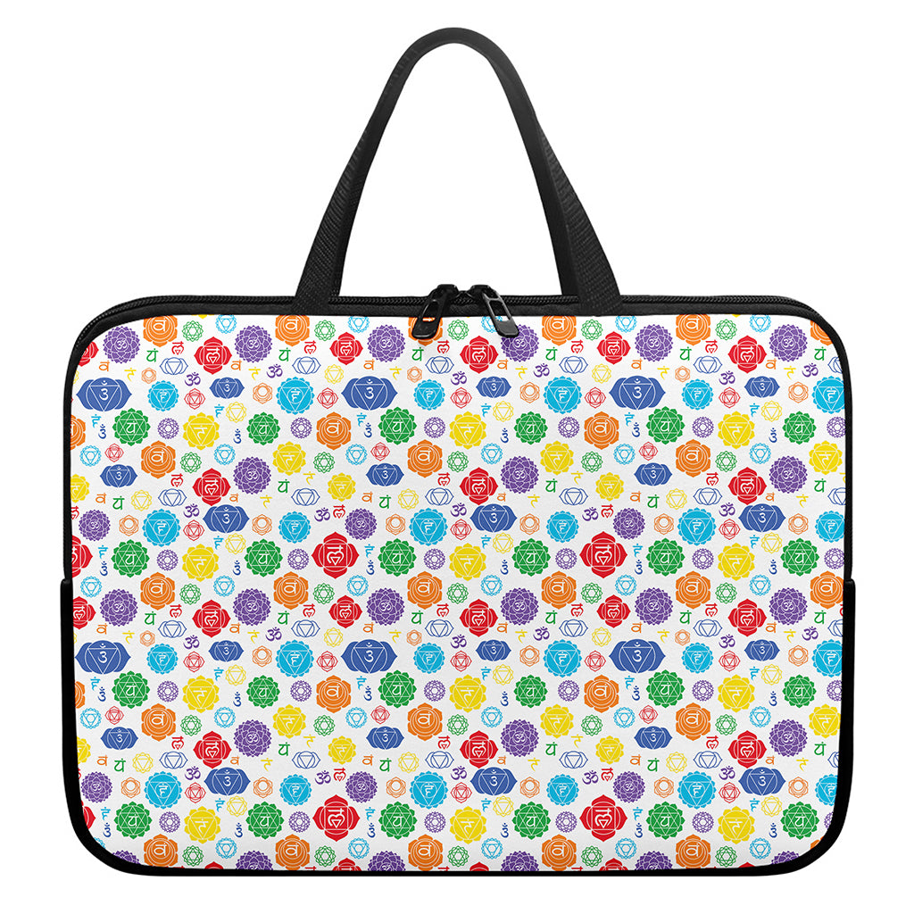 Seven Chakra Symbols Pattern Print Laptop Sleeve With Handle