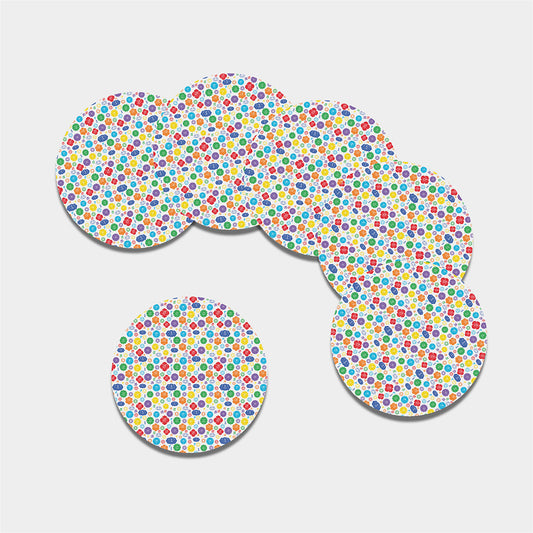 Seven Chakra Symbols Pattern Print Leather Coaster Set