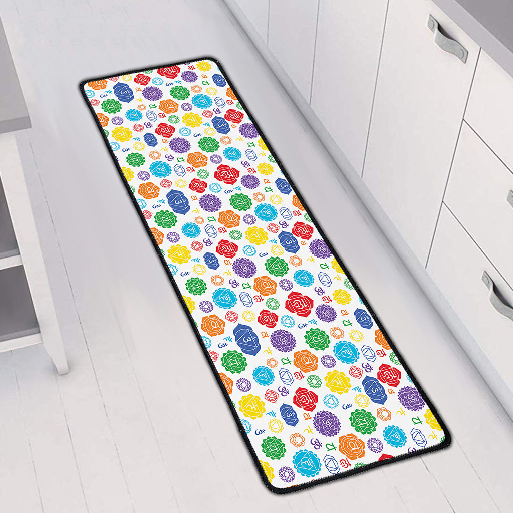 Seven Chakra Symbols Pattern Print Long Kitchen Mat