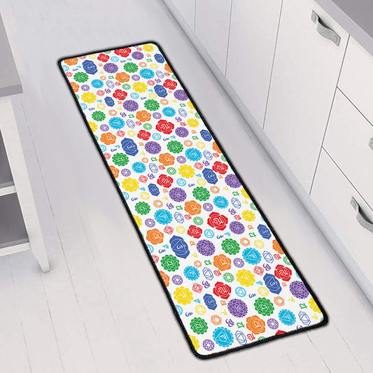 Seven Chakra Symbols Pattern Print Long Kitchen Mat