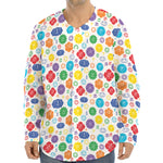 Seven Chakra Symbols Pattern Print Long Sleeve Baseball Jersey