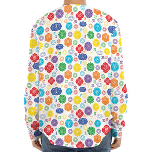 Seven Chakra Symbols Pattern Print Long Sleeve Baseball Jersey