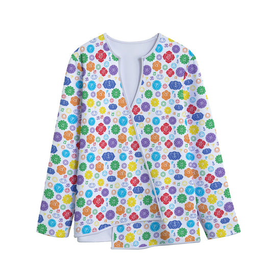 Seven Chakra Symbols Pattern Print Long Sleeve Short Coat