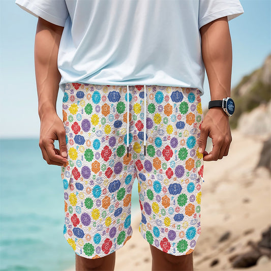 Seven Chakra Symbols Pattern Print Men's Cargo Shorts