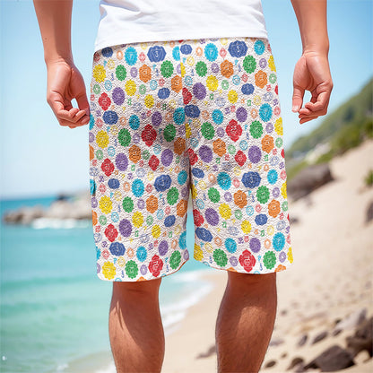Seven Chakra Symbols Pattern Print Men's Cargo Shorts