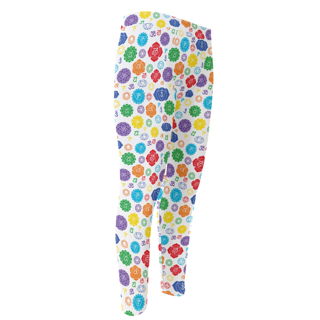 Seven Chakra Symbols Pattern Print Men's Compression Pants