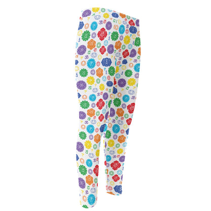 Seven Chakra Symbols Pattern Print Men's Compression Pants