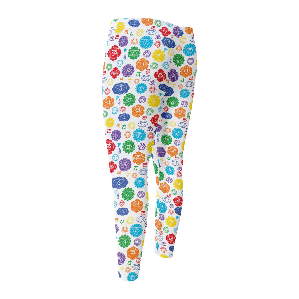 Seven Chakra Symbols Pattern Print Men's Compression Pants