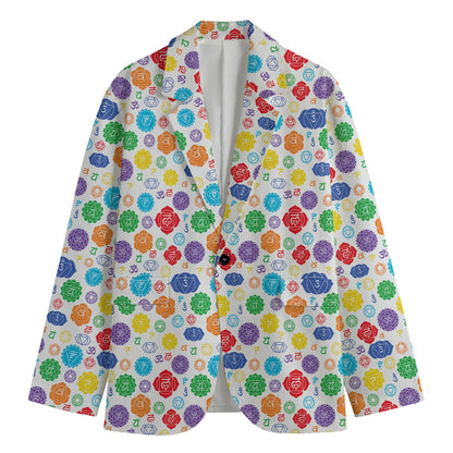 Seven Chakra Symbols Pattern Print Men's Cotton Blazer