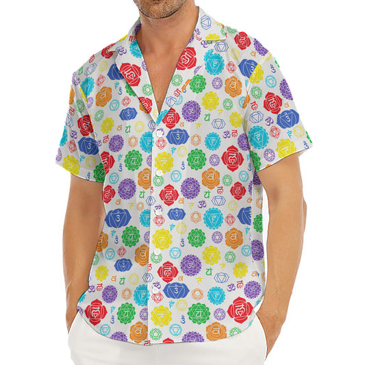 Seven Chakra Symbols Pattern Print Men's Deep V-Neck Shirt