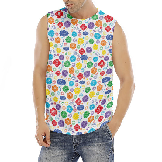 Seven Chakra Symbols Pattern Print Men's Fitness Tank Top