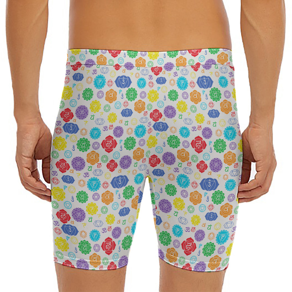 Seven Chakra Symbols Pattern Print Men's Long Boxer Briefs
