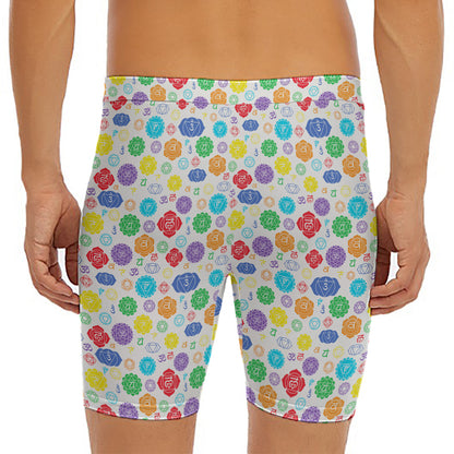 Seven Chakra Symbols Pattern Print Men's Long Boxer Briefs