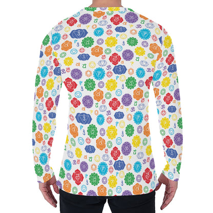 Seven Chakra Symbols Pattern Print Men's Long Sleeve T-Shirt