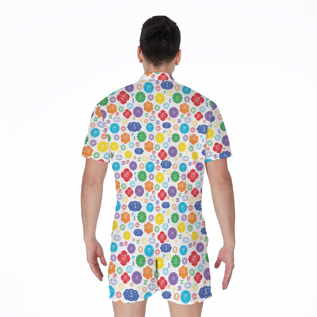 Seven Chakra Symbols Pattern Print Men's Rompers