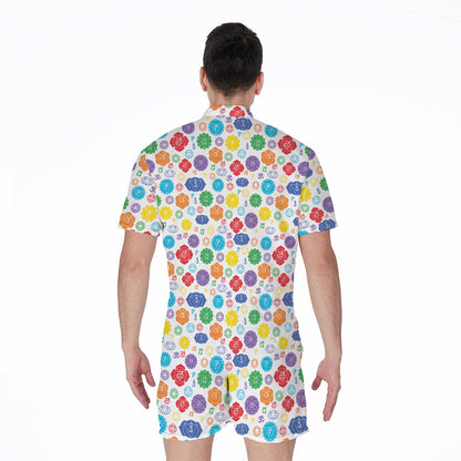 Seven Chakra Symbols Pattern Print Men's Rompers