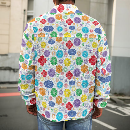 Seven Chakra Symbols Pattern Print Men's Shirt Jacket