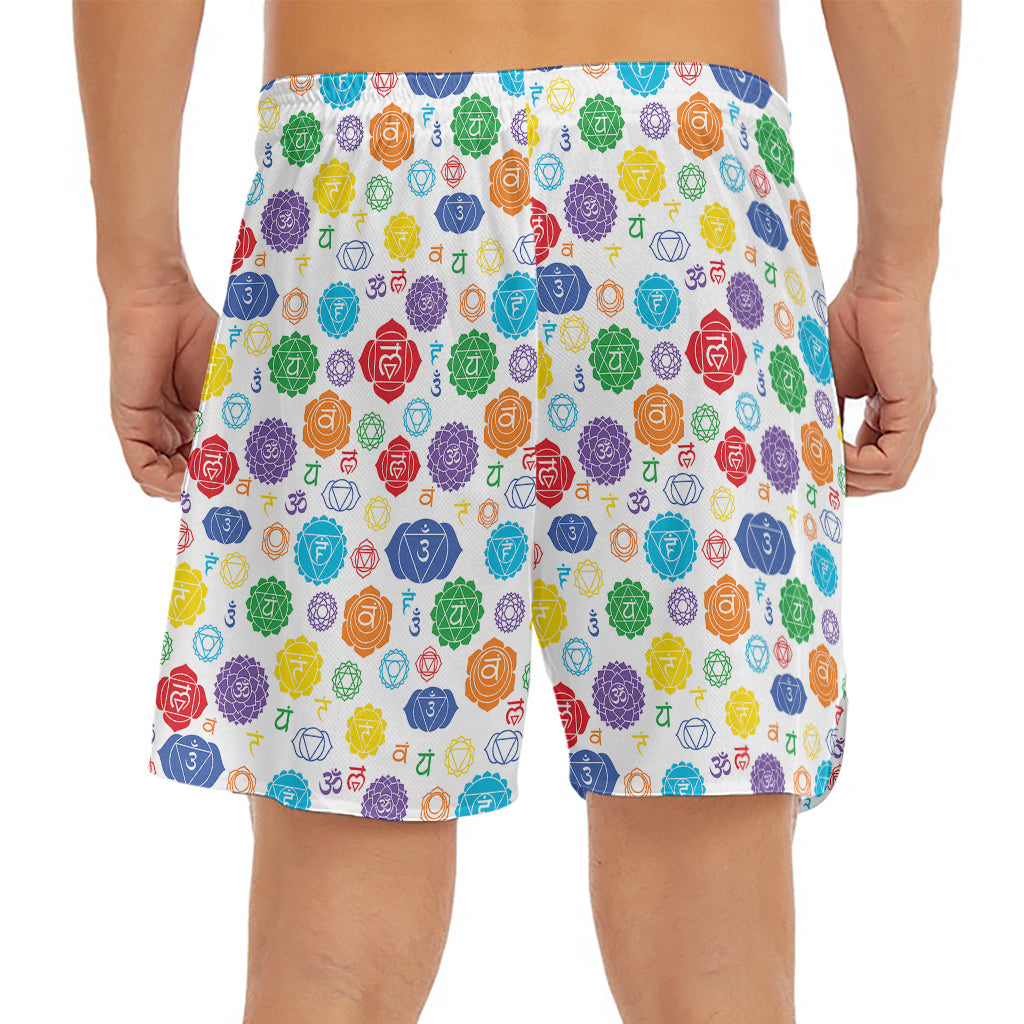 Seven Chakra Symbols Pattern Print Men's Split Running Shorts