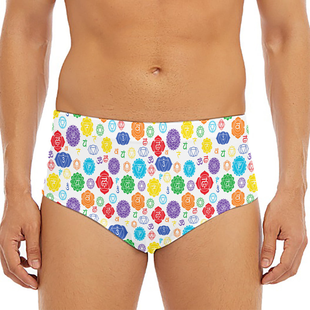 Seven Chakra Symbols Pattern Print Men's Triangle Swim Briefs