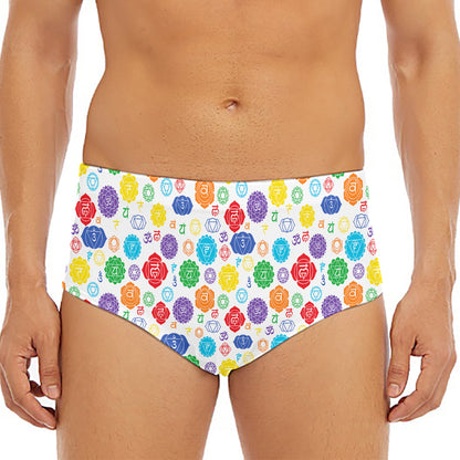 Seven Chakra Symbols Pattern Print Men's Triangle Swim Briefs