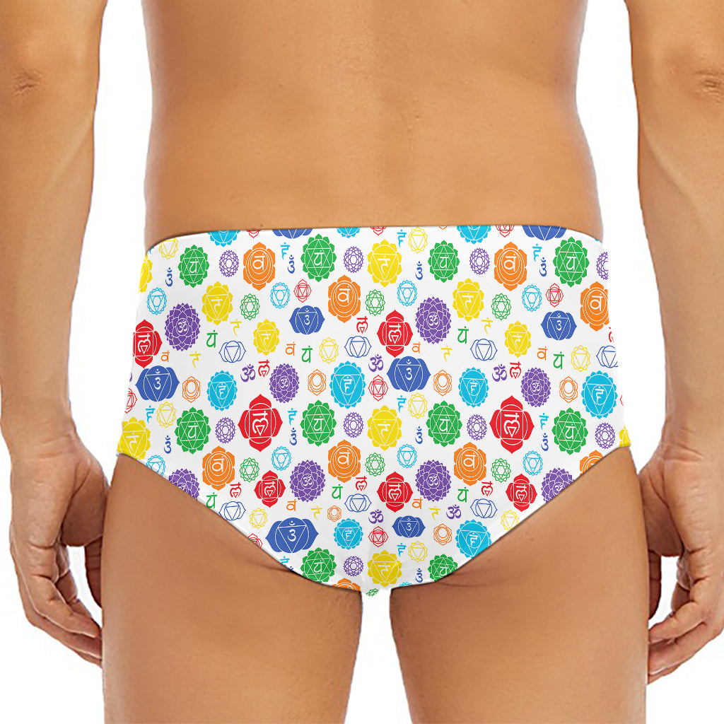 Seven Chakra Symbols Pattern Print Men's Triangle Swim Briefs