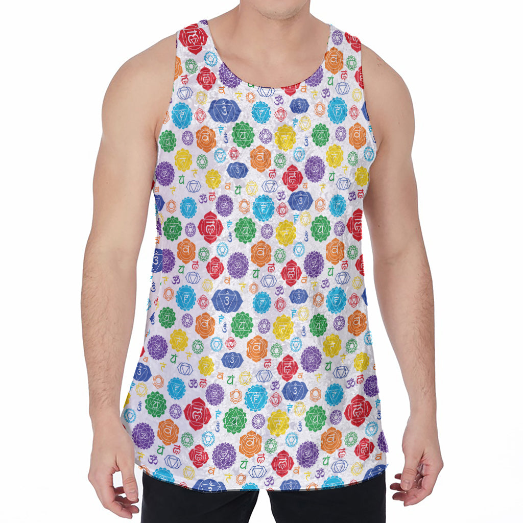 Seven Chakra Symbols Pattern Print Men's Velvet Tank Top