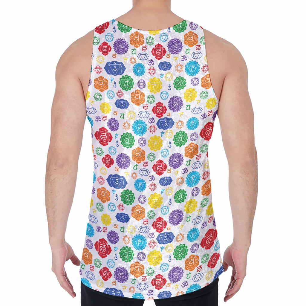 Seven Chakra Symbols Pattern Print Men's Velvet Tank Top