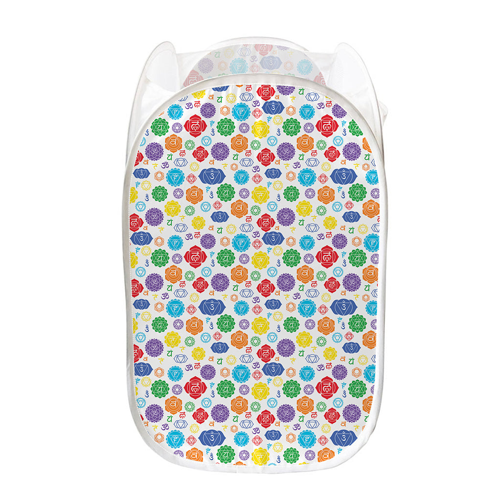 Seven Chakra Symbols Pattern Print Mesh Laundry Hamper