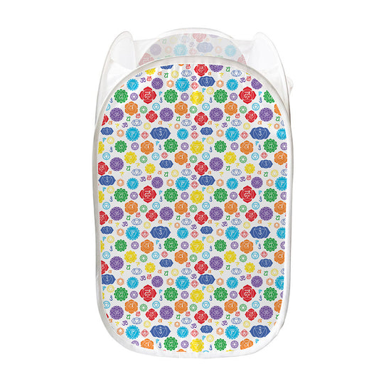 Seven Chakra Symbols Pattern Print Mesh Laundry Hamper