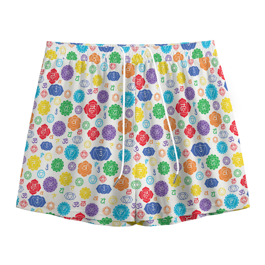 Seven Chakra Symbols Pattern Print Mesh Shorts
