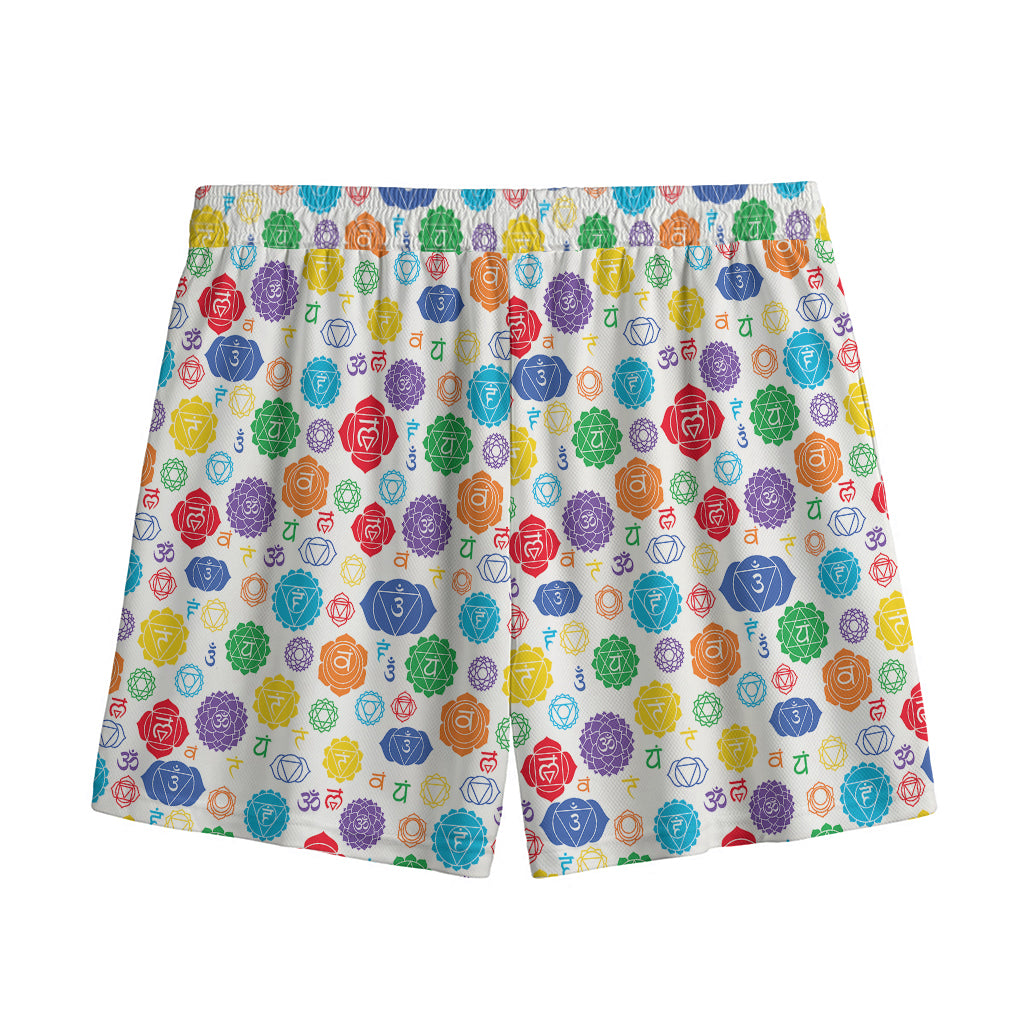 Seven Chakra Symbols Pattern Print Mesh Shorts
