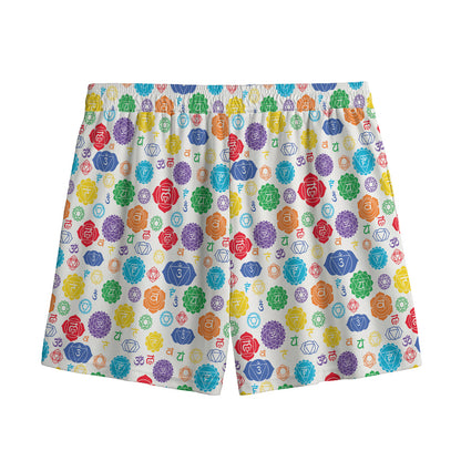 Seven Chakra Symbols Pattern Print Mesh Shorts