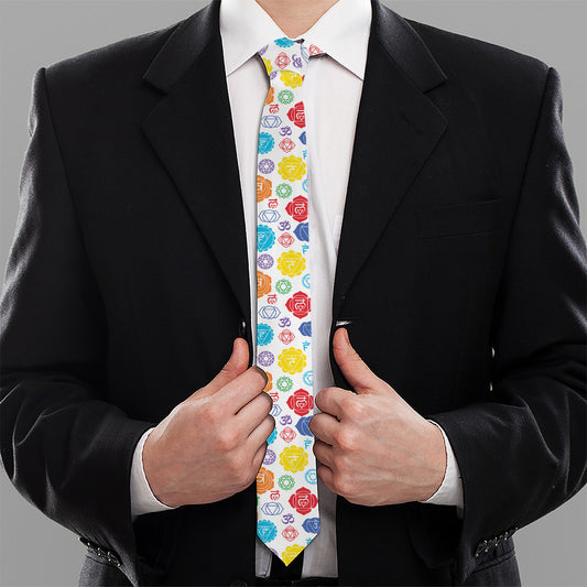 Seven Chakra Symbols Pattern Print Necktie