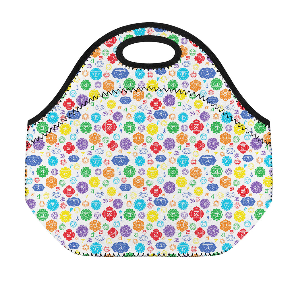 Seven Chakra Symbols Pattern Print Neoprene Lunch Bag