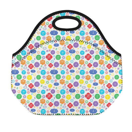 Seven Chakra Symbols Pattern Print Neoprene Lunch Bag