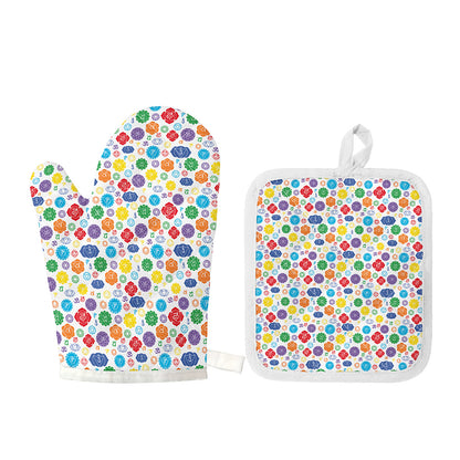 Seven Chakra Symbols Pattern Print Oven Mitt And Pot Holder Set