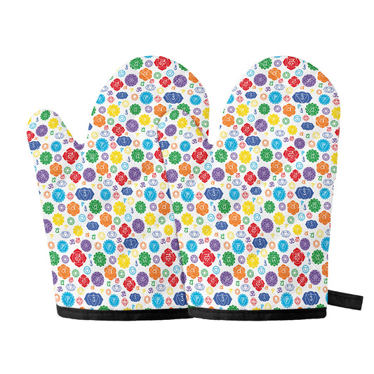 Seven Chakra Symbols Pattern Print Oven Mitts