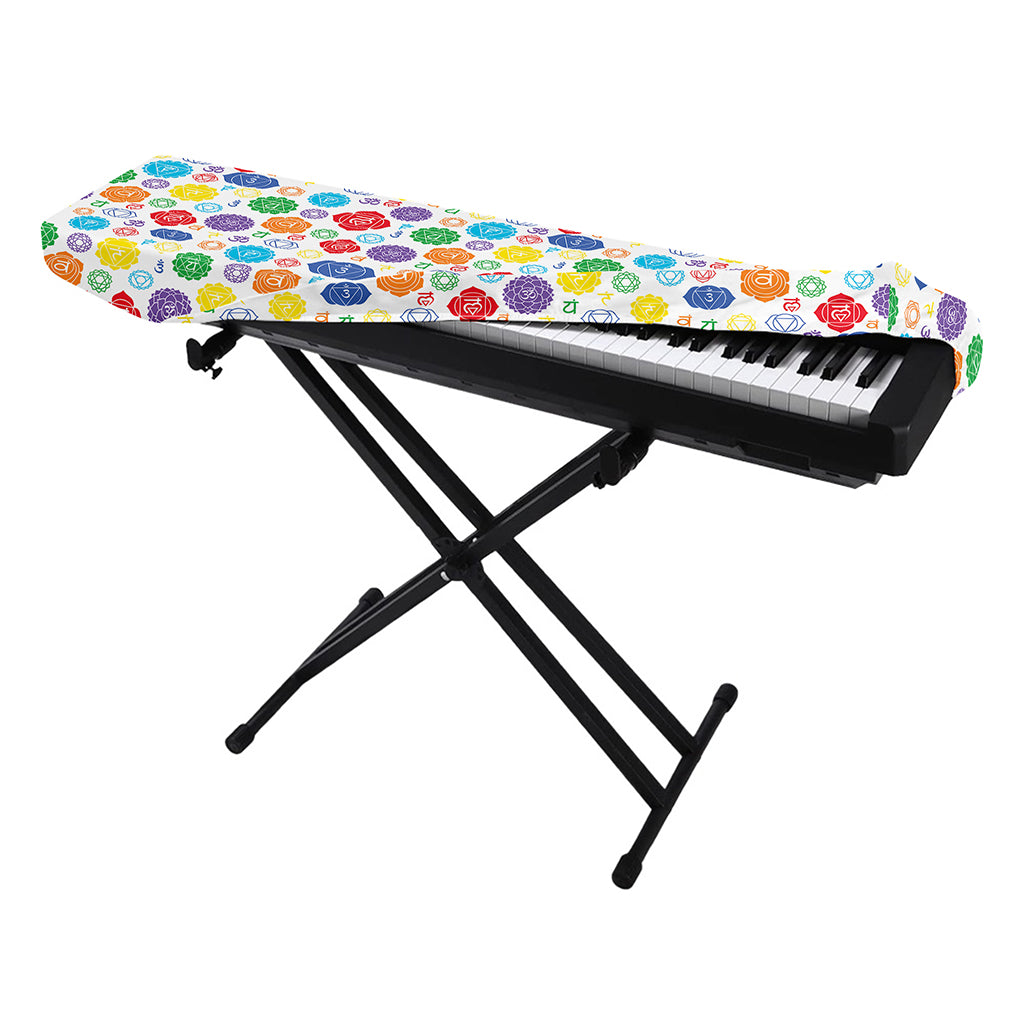 Seven Chakra Symbols Pattern Print Piano Keyboard Cover