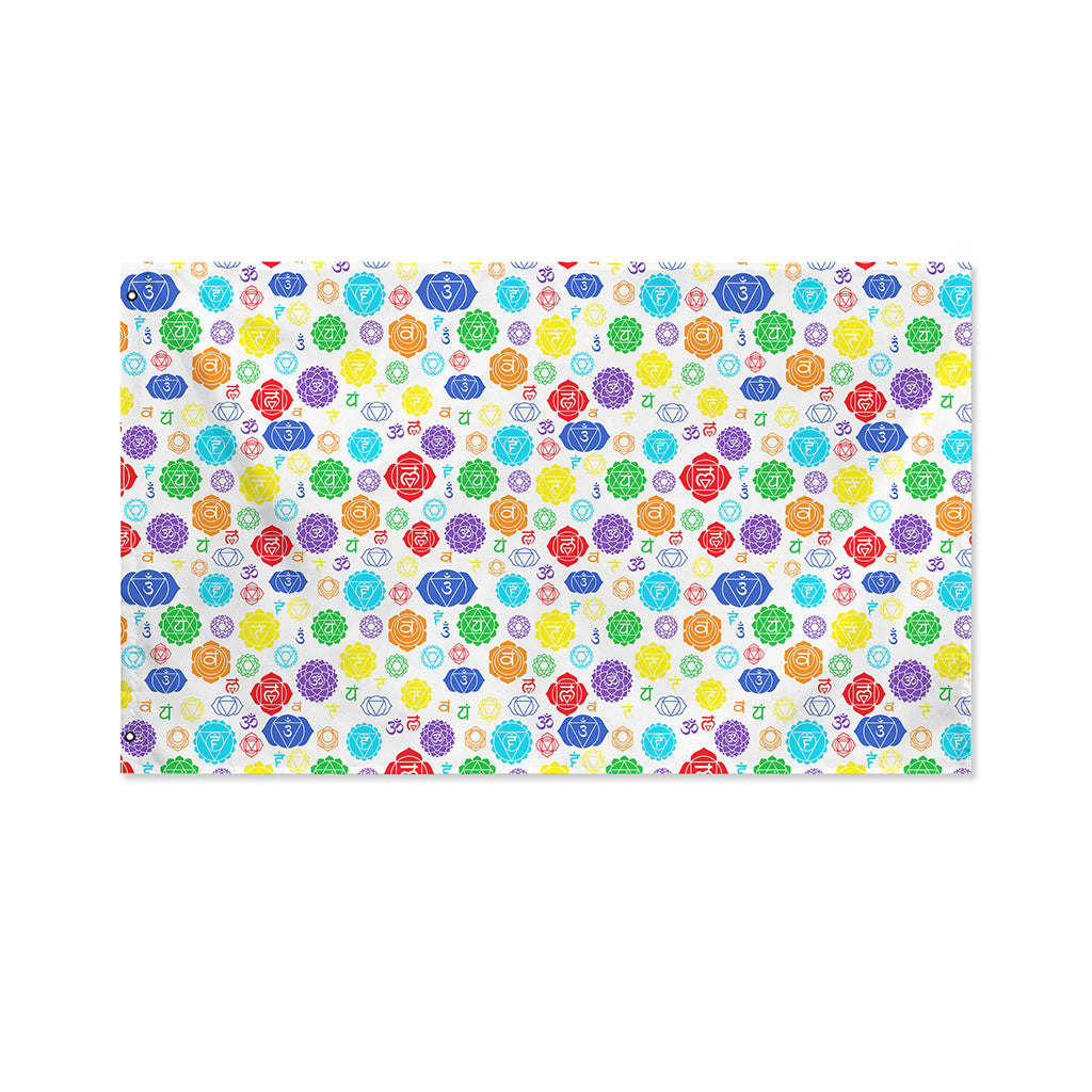 Seven Chakra Symbols Pattern Print Polyester Flag