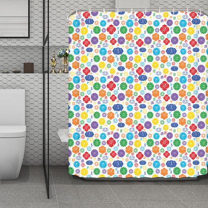Seven Chakra Symbols Pattern Print Polyester Shower Curtain