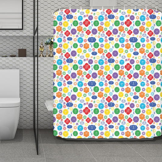 Seven Chakra Symbols Pattern Print Polyester Shower Curtain
